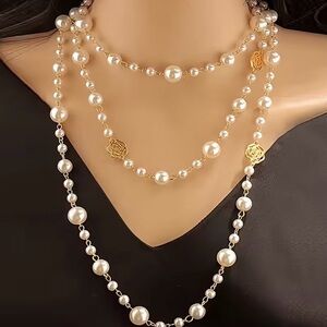 Elegant Gold & Pearl Layered Necklace - Women Jewelry